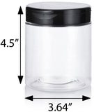 19 oz Clear Plastic Straight Sided Jar with Black Flip Top Cap (12 Pack)