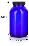 17 oz Cobalt Glass Packer Bottle with Black Ribbed Lid