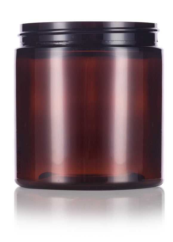 32 oz Amber PET (BPA Free) Plastic Straight Sided Jar with Black Flip Top Cap (12 Pack)
