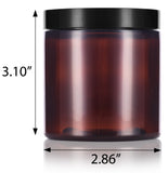 8 oz Amber PET Plastic Straight Sided Jar in with Black Foam Lined Lid (12 Pack)