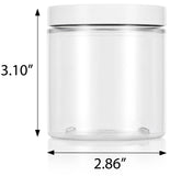 Clear Plastic Straight sides Jar with White Foam Lined Lid ( 12 Pack) - JUVITUS