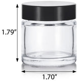 1 oz Clear Glass Straight Sided Jar with Black Foam Lined Lid (12 Pack)