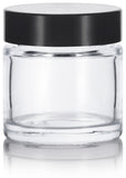 2 oz Clear Glassl Straight Sided Jar with Black Foam Lined Lid (12 Pack)