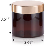 16 oz Amber PET Plastic (BPA Free) Straight Sided Jar with Gold Overshell Lid (12 Pack)