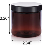 4 oz Amber PET Plastic Straight Sided Jar in with Black Foam Lined Lid (12 Pack)
