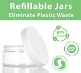 2 oz Clear Plastic Low Profile Jar with White Foam Lined Lid (12 Pack)