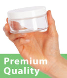 4 oz Clear Plastic Low Profile Jar with White Foam Lined Lid (12 Pack)