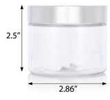 6 oz Clear PET Plastic Low Profile Jar with Silver Metal Overshell Lid