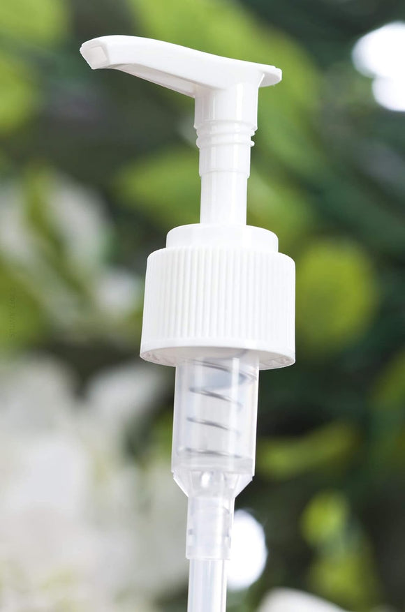 White Ribbed Lotion Pump Neck Size 28-400 Top Closure, 8.75 inch dip tube length (12 pcs)