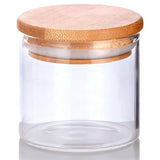 4 oz Clear Glass Borosilicate Jar with Bamboo Silicone Sealed Lid (12 Pack)