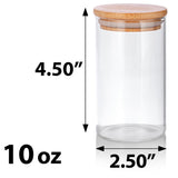 10 oz Clear Glass Tall Jar with Bamboo Lid (12 pack)