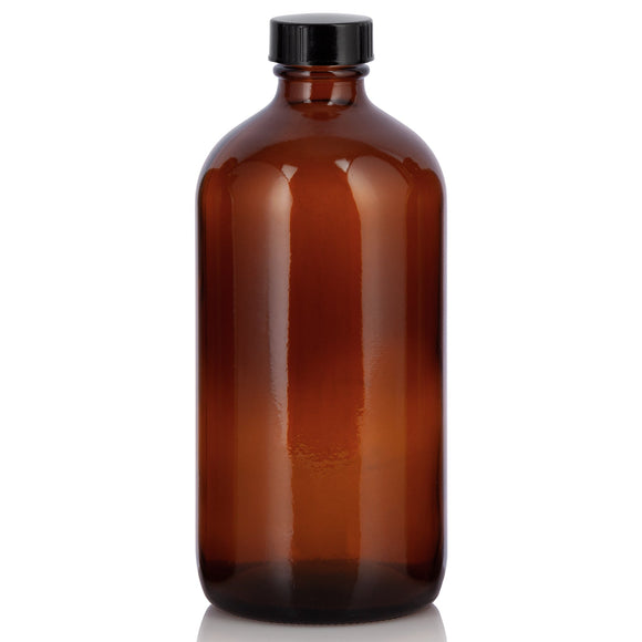 300ml Amber Glass Boston Bottle With Child Resistant Cap - Ampulla LTD