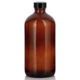 Amber Glass Boston Round Bottle with Airtight Phenolic Cap (12 Pack) - JUVITUS