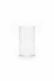 Clear glass cylinder tube white background
