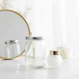 (6 Pack) 13 oz Clear Glass Wide Mouth Candle Jar with Silver Metal Plastisol Lid - JUVITUS