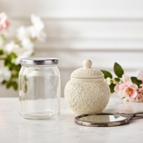 (6 Pack) 13 oz Clear Glass Wide Mouth Candle Jar with Silver Metal Plastisol Lid - JUVITUS