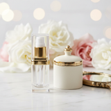 Clear gold square pump bottle photo 3