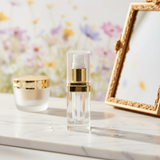 Clear gold square pump bottle photo 4