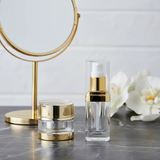Clear gold square pump bottle photo 5