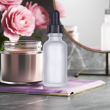 Frosted Clear Glass Boston Round Bottle with Black Dropper (12 Pack)