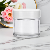 (6 Pack) 4 oz Clear Thick Glass Jars with White Foam Lined Lids