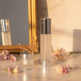 Frosted silver airless pump bottle photo 4