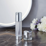 Frosted silver airless pump bottle photo 5