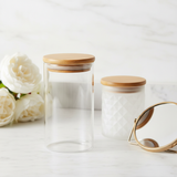 Glass bamboo lid jar photo 1