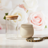 Glass bamboo lid jar photo 3