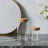Glass bamboo lid jar photo 5