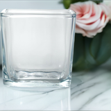 Square Clear Glass Thick Wall Candle Holders (2 Pack)