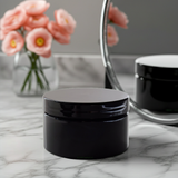Black Plastic Low Profile Jar with Black Foam Lined Lid (12 Pack)