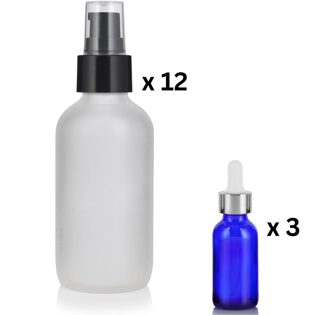 4 oz Frosted Glass Spray Bottles, Wholesale Packaging