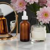 Amber Glass Boston Round Bottle with White Dropper (12 Pack) - JUVITUS