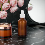 Amber Glass Boston Round Bottle with White Dropper (12 Pack) - JUVITUS