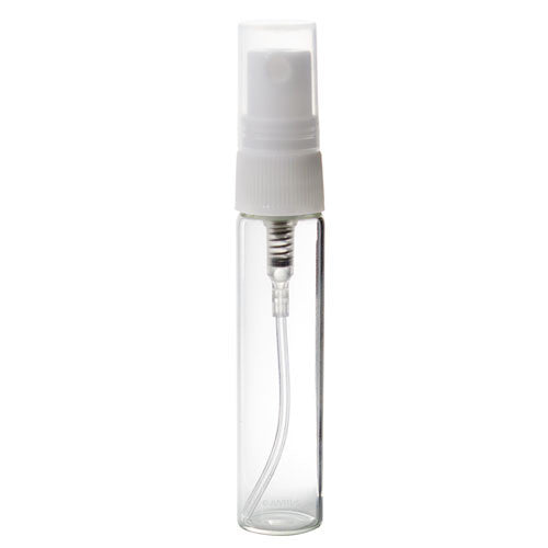 Clear Glass Vial Bottle with White Fine Mist Spray - .14 oz / 4 ml - JUVITUS