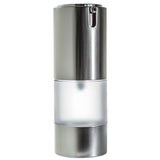 Refillable Airless Pump Bottle in Frosted Silver - .5 oz / 15 ml + Travel Bag