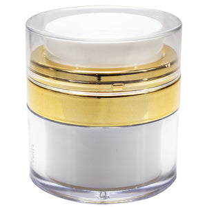 Refillable Airless Jar in White and Gold - .5 oz / 15 ml - JUVITUS
