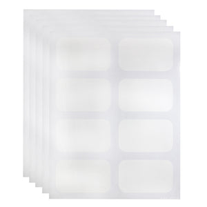 White Rectangular, Rounded Corners Waterproof Essential Oil Labels for Bottles and Jars - 3.5" x 2.125" 5 Sheets, 40 Labels