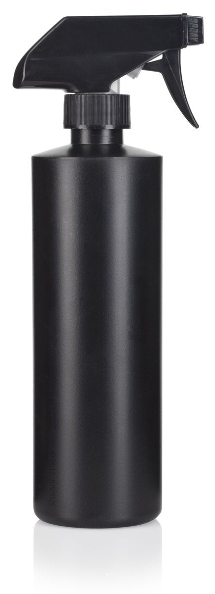 Black Plastic Squeeze Trigger Spray Bottle with Black Sprayer - 16 oz / 500 ml