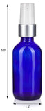 Cobalt Blue Glass Boston Round Treatment Pump Bottle with Silver and White Top - 2 oz / 60 ml