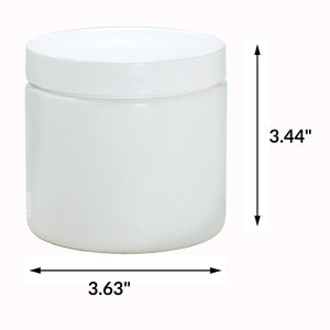 Plastic Jar in White with White Foam Lined Lid - 16 oz / 480 ml
