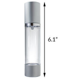 Refillable Airless Pump Bottle in Silver Matte - 1.7 oz / 50 ml - JUVITUS