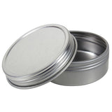 Metal Steel Tin Flat Container with Tight Sealed Twist Screwtop Cover - 1 oz - JUVITUS