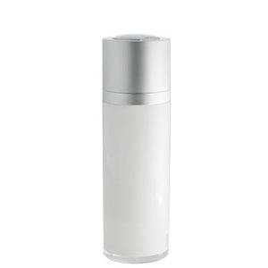 Twist Top Airless Pump Bottle in White Silver Matte - 1 oz / 30 ml + Travel Bag