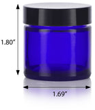 Glass Jar in Cobalt Blue with Black Foam Lined Lid - 1 oz / 30 ml - JUVITUS
