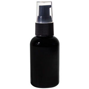 Black Plastic Boston Round Treatment Pump Bottle with Black Top - 2 oz / 60 ml