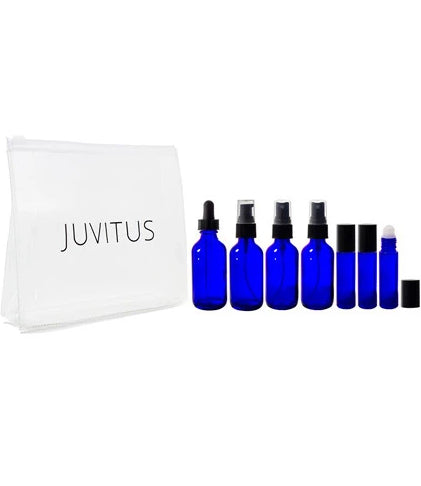 Cobalt Blue Glass Bottle 12-piece Starter Kit Set - 2 oz Perfect  for DIY, Essential Oils, Aromatherapy, Travel and Home.