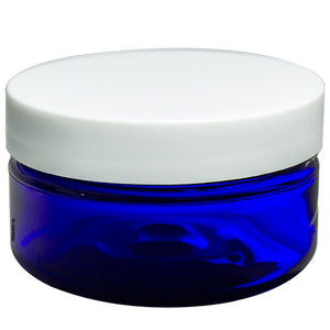 Plastic Heavy Wall Low Profile Jar in Cobalt Blue with White Foam Lined Lid - 2 oz / 60 ml