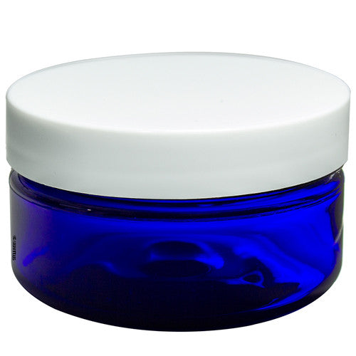 Plastic Heavy Wall Low Profile Jar in Cobalt Blue with White Foam Lined Lid - 2 oz / 60 ml